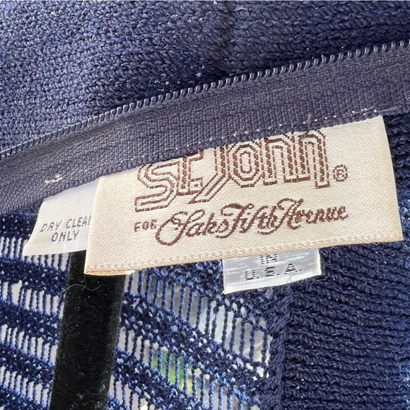 Vintage St. John for Saks embellished knit sweater Dress Navy Women's Sz 8 USA - Picture 10 of 15